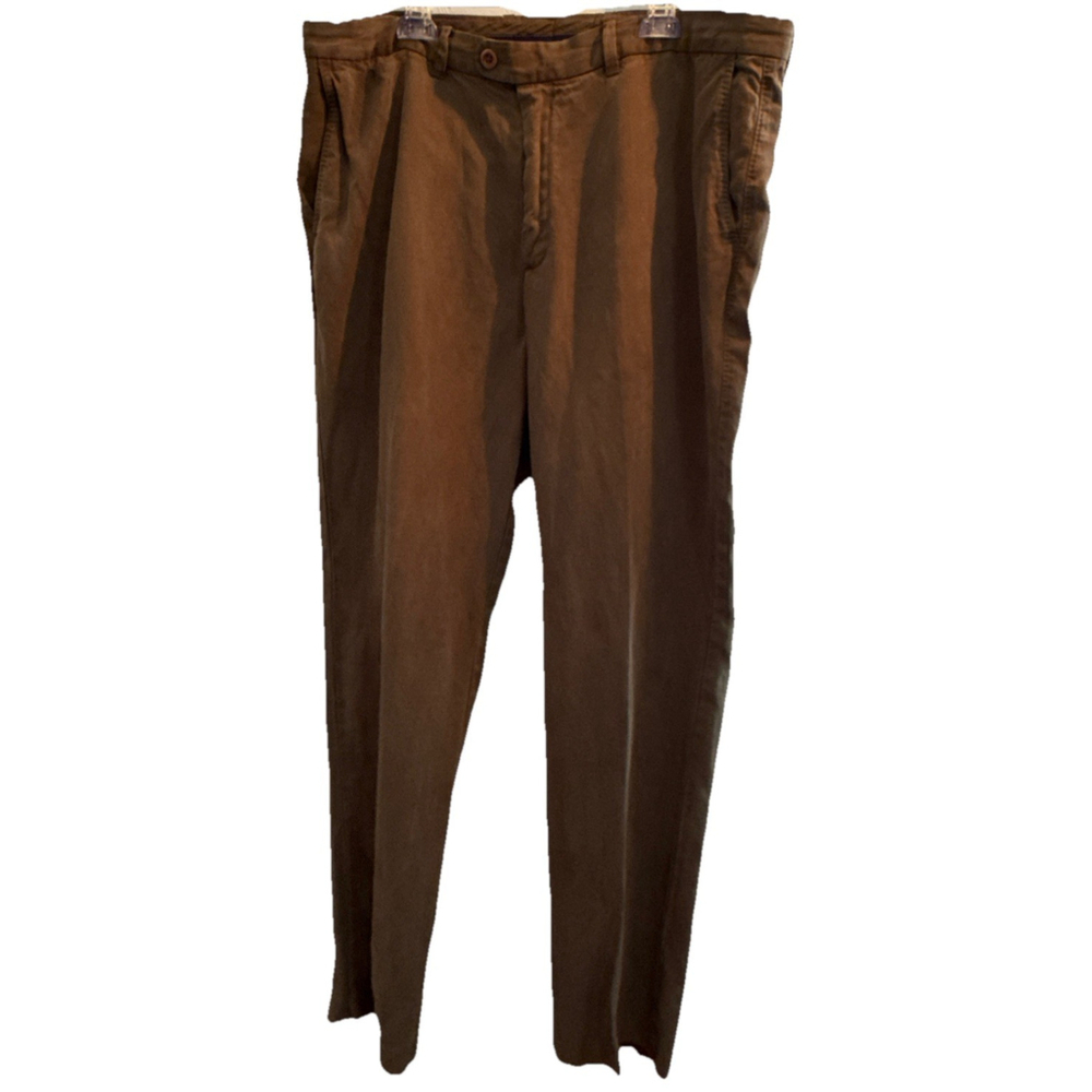 Tommy Bahama Linen Blend Trouser Pants Mens 38x33 Brown Relaxed Preppy Travel